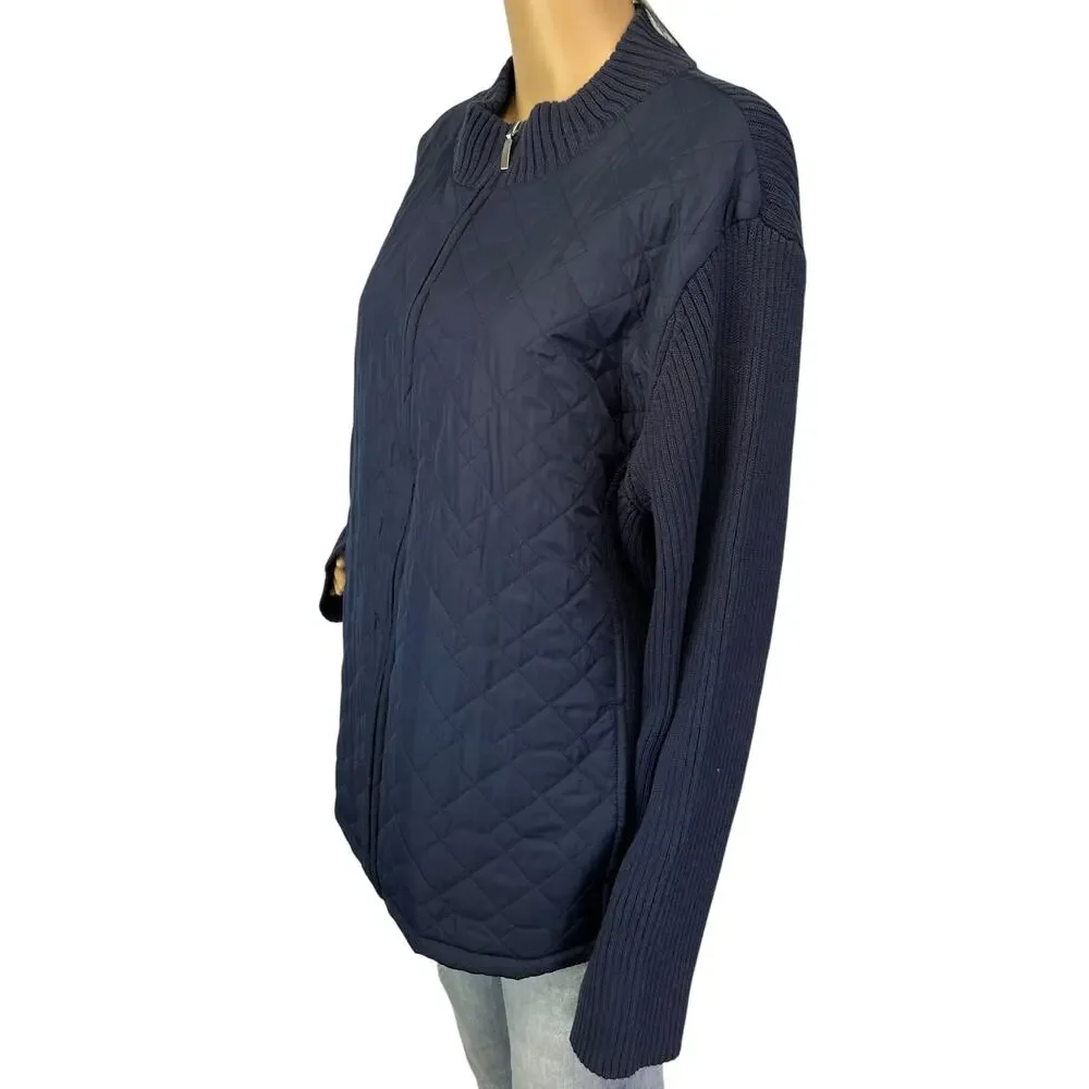 NWT Croft & Barrow Quilted Sweater Jacket Navy Blue Plus Size 3X - Picture 4 of 10